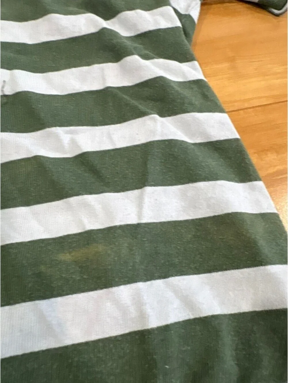 Vintage Polo by Ralph Lauren Green/White Striped Rugby Shirt - XL